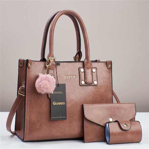 QUEEN 3 in 1 New Fashion Women Shoulder and Hand Bag with Pendant - Image 7