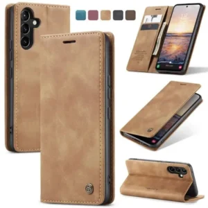 Samsung Galaxy Retro CaseMe Leather Flip Case For Tecno Spark 20, Spark 20 Pro and Tecno POP 8. - Brown