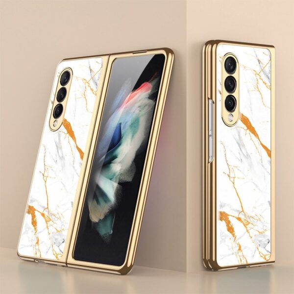 Samsung Galaxy Z Fold 5 5G and Z Fold 6 5G Marble Luxury Gold Electroplated Case - Image 10