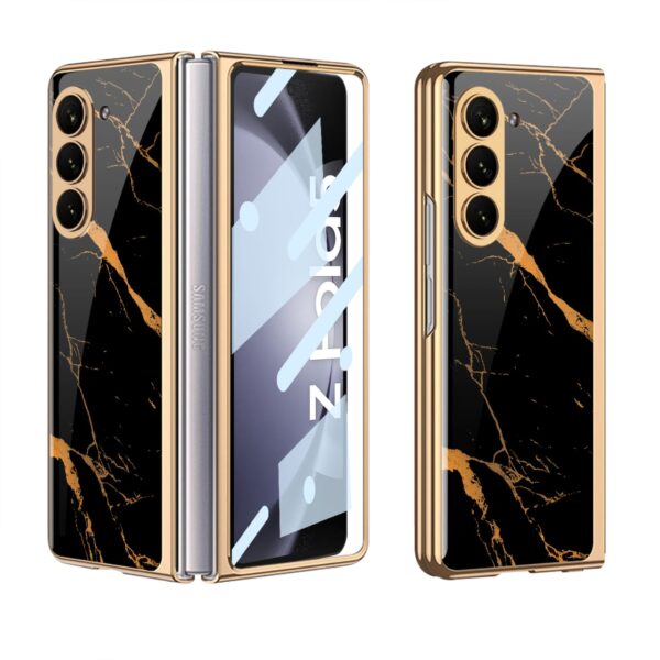 Samsung Galaxy Z Fold 5 5G and Z Fold 6 5G Marble Luxury Gold Electroplated Case - Image 7