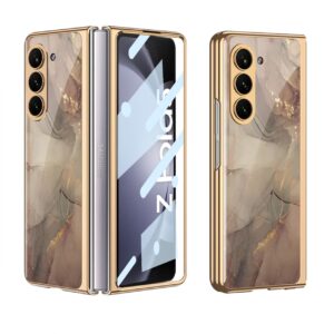 Samsung Galaxy Z Fold 5 5G, Z Fold 6 5G and Z Fold 7 5G Marble Luxury Gold Electroplated Case - Marble Bronze