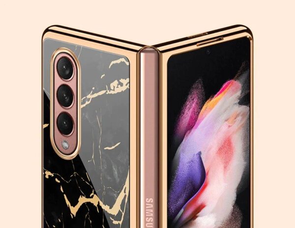 Samsung Galaxy Z Fold 5 5G and Z Fold 6 5G Marble Luxury Gold Electroplated Case - Image 6