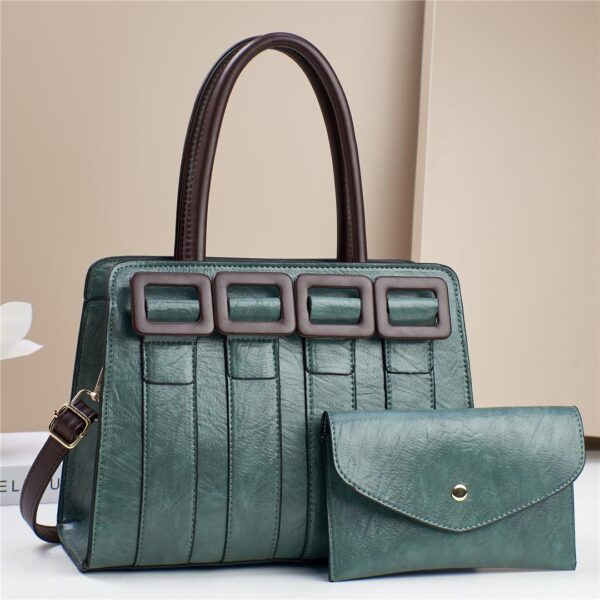 Luxury Trendy Ladies Wrinkle Tote Cross body Shoulder 2 in 1 PU Ladies Purses For Women. - Image 2