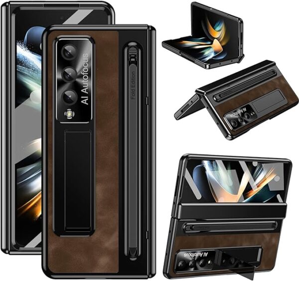 Luxury Autofocus Leather Folding Stand Phone Case For Samsung Galaxy Z Fold 3 and Z Fold 4 - Image 2