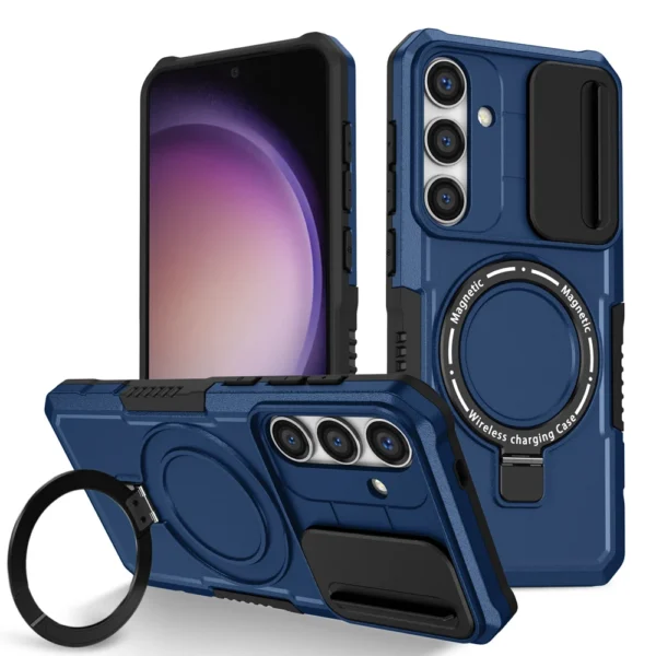 Guardian Shockproof Protective Magsafe Case With Ring Kickstand And Slide Camera Shield For Samsung Galaxy S Series. - Image 4