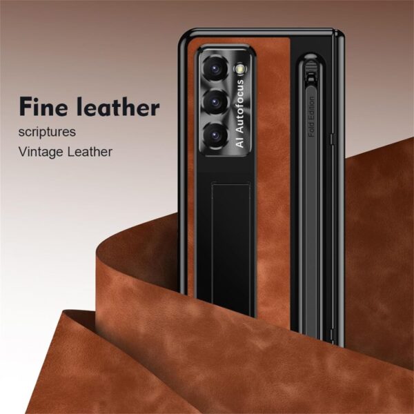 Luxury Premium Retro Leather Folding Stand Phone Case For Samsung Galaxy Z Fold 5 and Z Fold 6 - Image 8