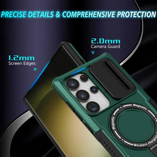 Guardian Shockproof Protective Magsafe Case With Ring Kickstand And Slide Camera Shield For Samsung Galaxy S Series. - Image 7