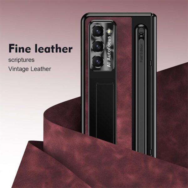 Luxury Premium Retro Leather Folding Stand Phone Case For Samsung Galaxy Z Fold 5 and Z Fold 6 - Image 7