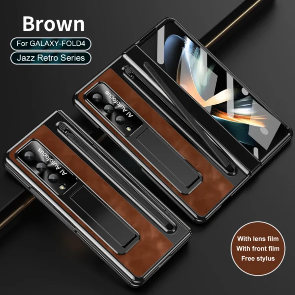 Luxury Autofocus Leather Folding Stand Phone Case For Samsung Galaxy Z Fold 3 and Z Fold 4 - Image 13