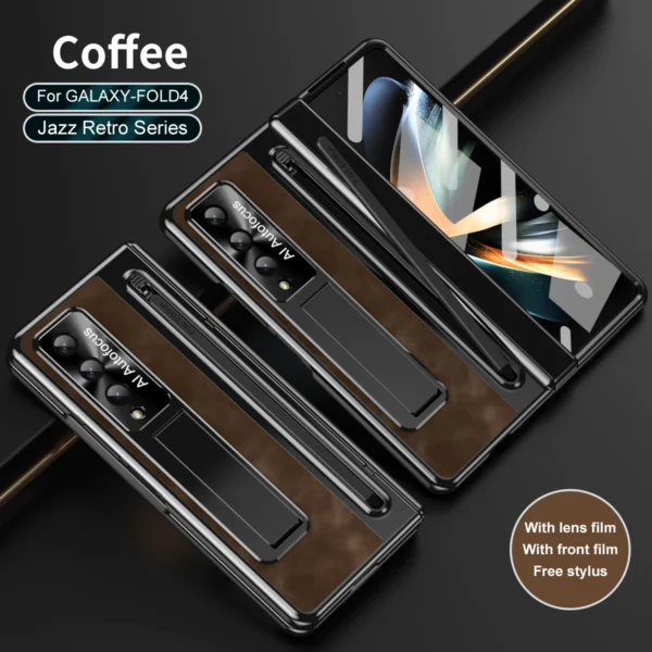 Luxury Autofocus Leather Folding Stand Phone Case For Samsung Galaxy Z Fold 3 and Z Fold 4 - Image 14