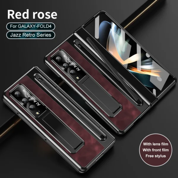 Luxury Autofocus Leather Folding Stand Phone Case For Samsung Galaxy Z Fold 3 and Z Fold 4 - Image 15