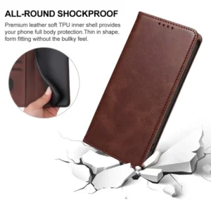 Premium PU Leather Wallet Case For Infinix Zero 30 and Infinix Zero ultra - BROWN