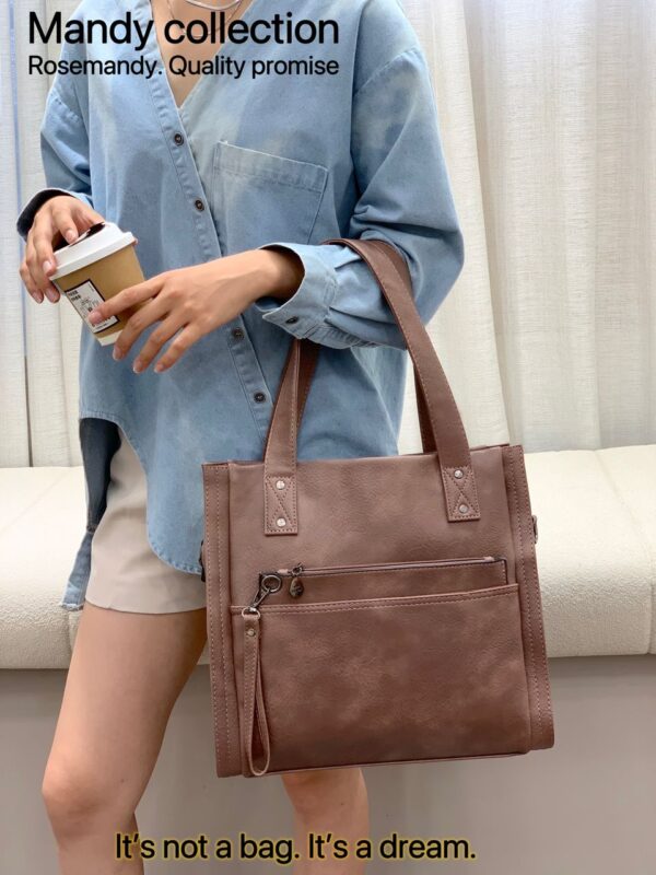 Luxury 2 in 1 Large Capacity Mandy Fashion Grain Leather Modern Fashion Casual Crossbody Shoulde with purse. - Image 12