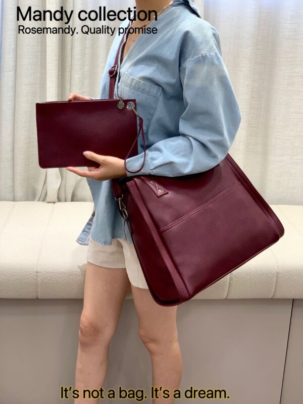 Luxury 2 in 1 Large Capacity Mandy Fashion Grain Leather Modern Fashion Casual Crossbody Shoulde with purse. - Image 13