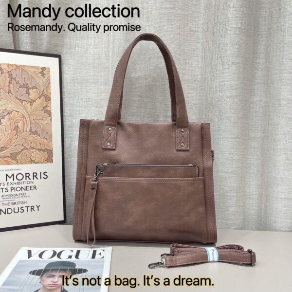 Luxury 2 in 1 Large Capacity Mandy Fashion Grain Leather Modern Fashion Casual Crossbody Shoulde with purse. - Image 7