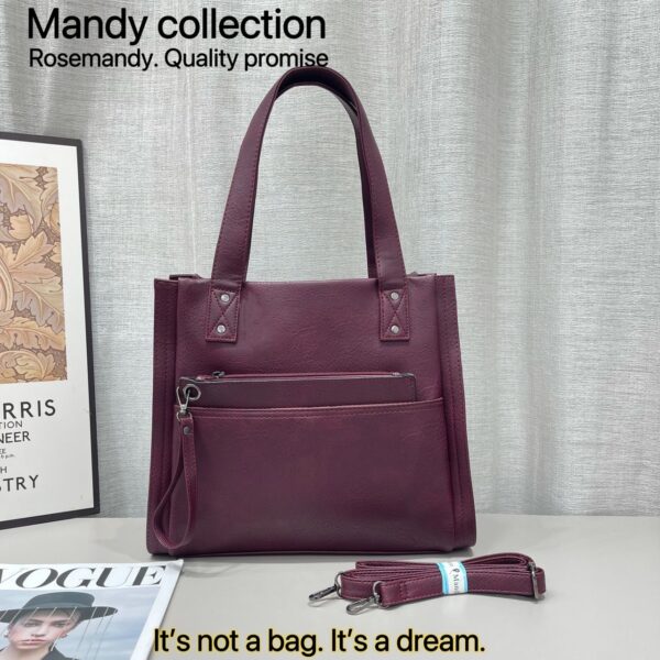 Luxury 2 in 1 Large Capacity Mandy Fashion Grain Leather Modern Fashion Casual Crossbody Shoulde with purse. - Image 4