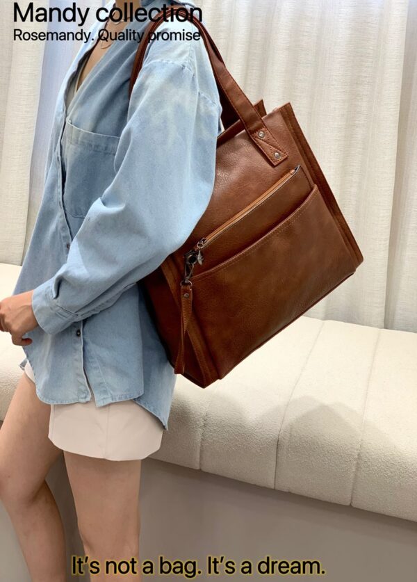 Luxury 2 in 1 Large Capacity Mandy Fashion Grain Leather Modern Fashion Casual Crossbody Shoulde with purse. - Image 3