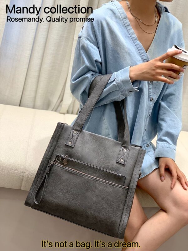 Luxury 2 in 1 Large Capacity Mandy Fashion Grain Leather Modern Fashion Casual Crossbody Shoulde with purse. - Image 18