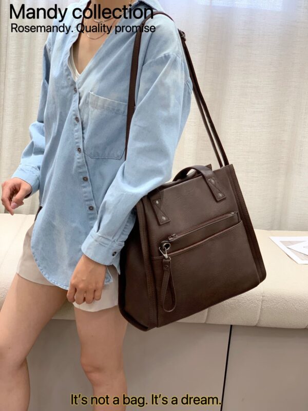 Luxury 2 in 1 Large Capacity Mandy Fashion Grain Leather Modern Fashion Casual Crossbody Shoulde with purse. - Image 17