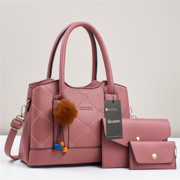 Trendy 3 in 1 Leather Handbag Set with Matching Wallet and Cardholder for Modern Style - Image 9