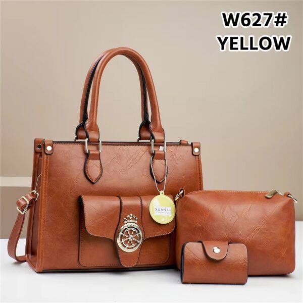 Elegant super 3 in 1 Design Top Grain Textured Leather Fashion Handbag Set - Image 3