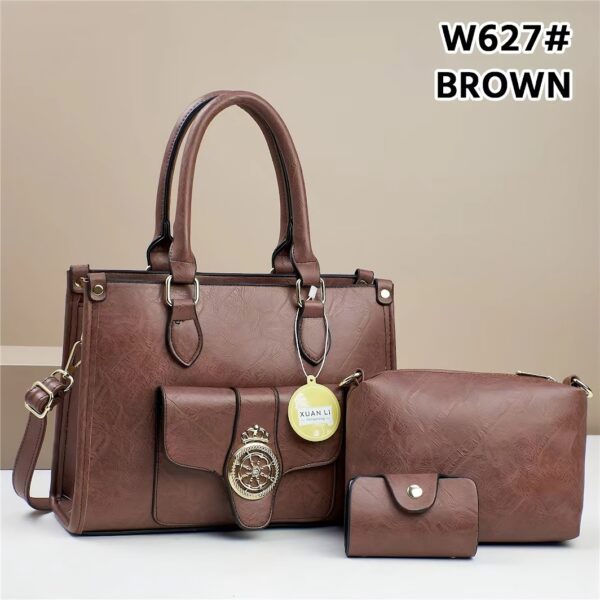 Elegant super 3 in 1 Design Top Grain Textured Leather Fashion Handbag Set - Image 4