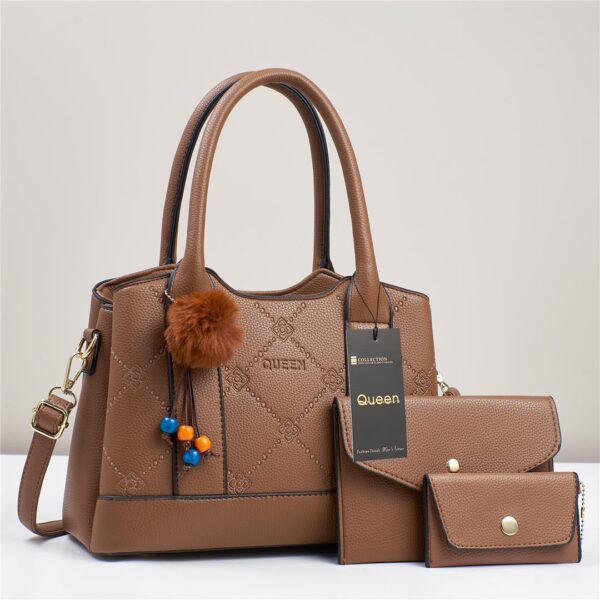 Trendy 3 in 1 Leather Handbag Set with Matching Wallet and Cardholder for Modern Style - Image 6