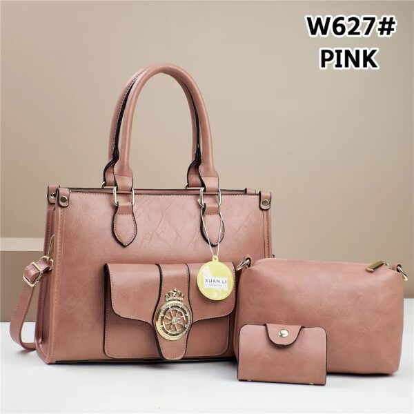 Elegant super 3 in 1 Design Top Grain Textured Leather Fashion Handbag Set - Image 6