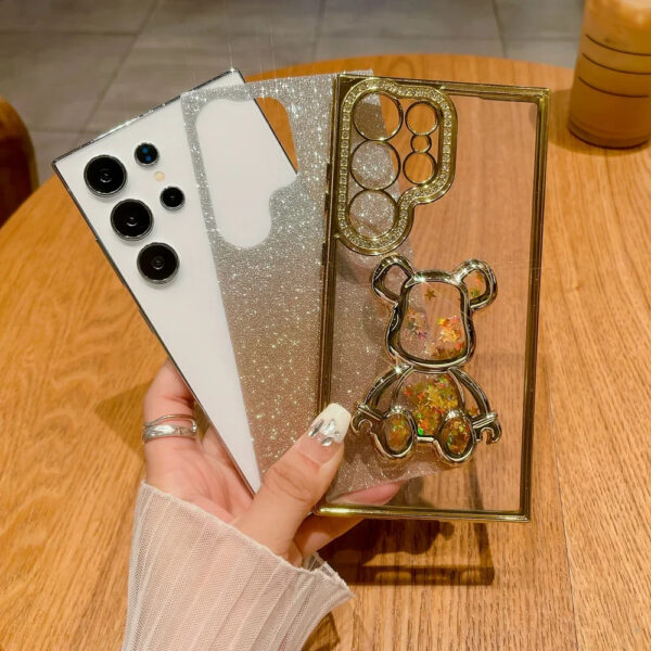 Luxury Premium Eletroplated Glitter Quicksand Cartoon Bear Case for Samsung Galaxy S23 Ultra/S24 Ultra - Image 2