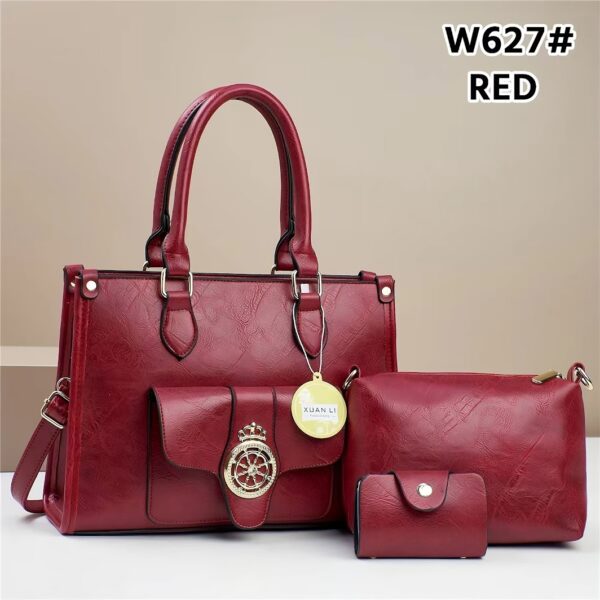 Elegant super 3 in 1 Design Top Grain Textured Leather Fashion Handbag Set