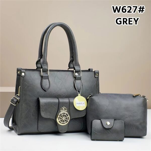 Elegant super 3 in 1 Design Top Grain Textured Leather Fashion Handbag Set - Image 7