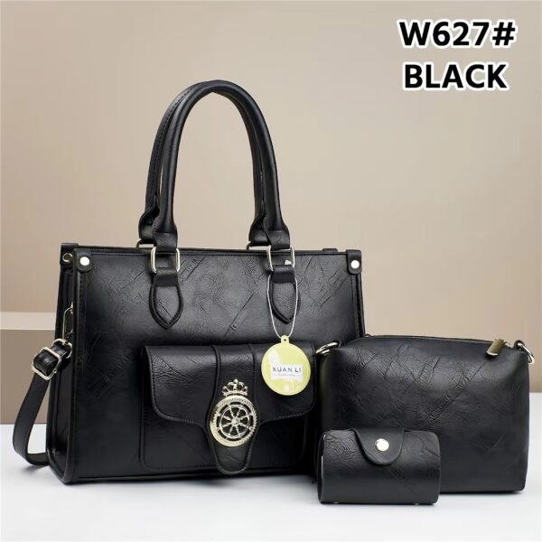 Elegant super 3 in 1 Design Top Grain Textured Leather Fashion Handbag Set - Image 8