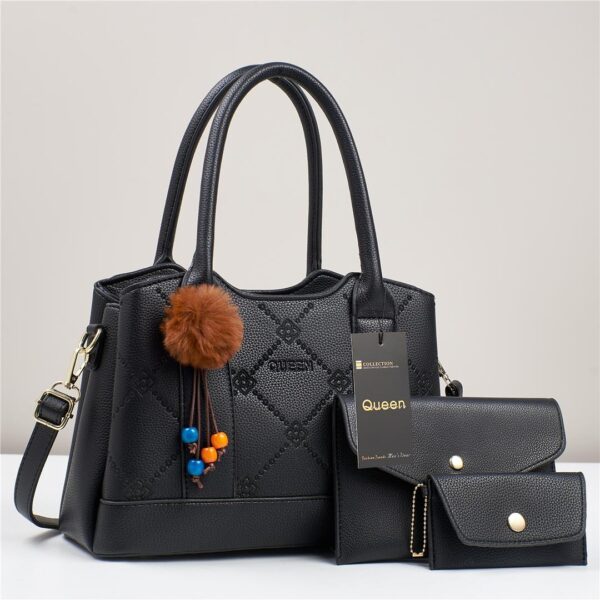 Trendy 3 in 1 Leather Handbag Set with Matching Wallet and Cardholder for Modern Style - Image 2