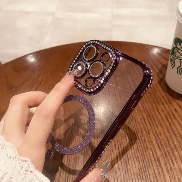 Luxury Diamond Glitter Plated MagSafe Phone Case for iPhone Series - Image 7