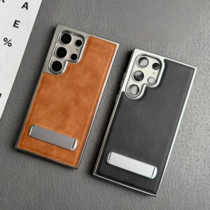 Luxury Premium Plating Kickstand PU Leather Business invisible Metal Bracket Case Cover Samsung Galaxy Series