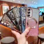 Luxury Premium Eletroplated Glitter Case Cover+3D Glass Protector for Samsung Galaxy A06/A16/A24/A34/A35/A55