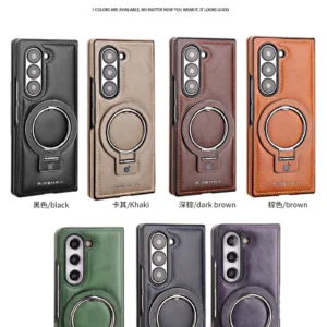 Luxury Premium PU Leather Folding Invisible Holder Magsafe Phone Case Cover for Samsung Galaxy Z Fold 3/Z Fold 4/Z Fold 5/Z Fold 6