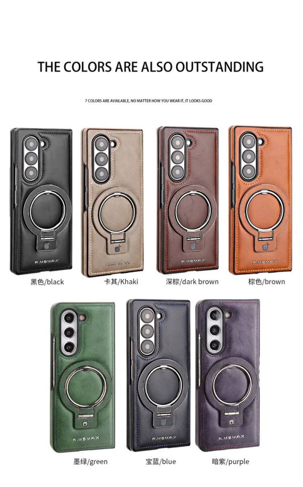 Luxury Premium PU Leather Folding Invisible Holder Magsafe Phone Case Cover for Samsung Galaxy Z Fold 3/Z Fold 4/Z Fold 5/Z Fold 6