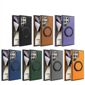 Super Quality 360° Rotating Ring Kickstand Leather Phone Case Cover For Samsung Galaxy S Series
