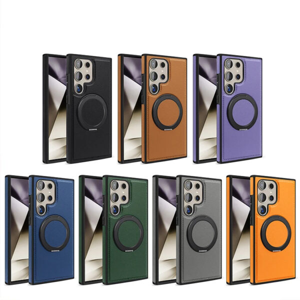 Super Quality 360° Rotating Ring Kickstand Leather Phone Case Cover For Samsung Galaxy S Series