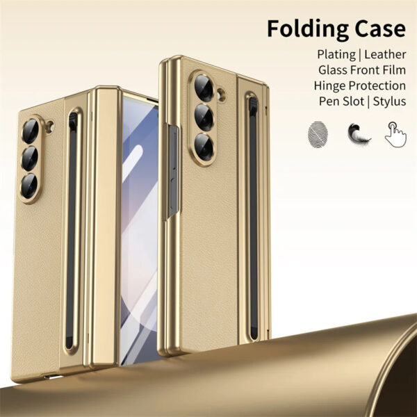 Premium Leather Case For Z Fold 3 and Z Fold 4 with S Pen Holder & Slim StylusPen Slot Case with Hinge Protection Screen Protector All-Inclusive Protective Cover. - Image 6