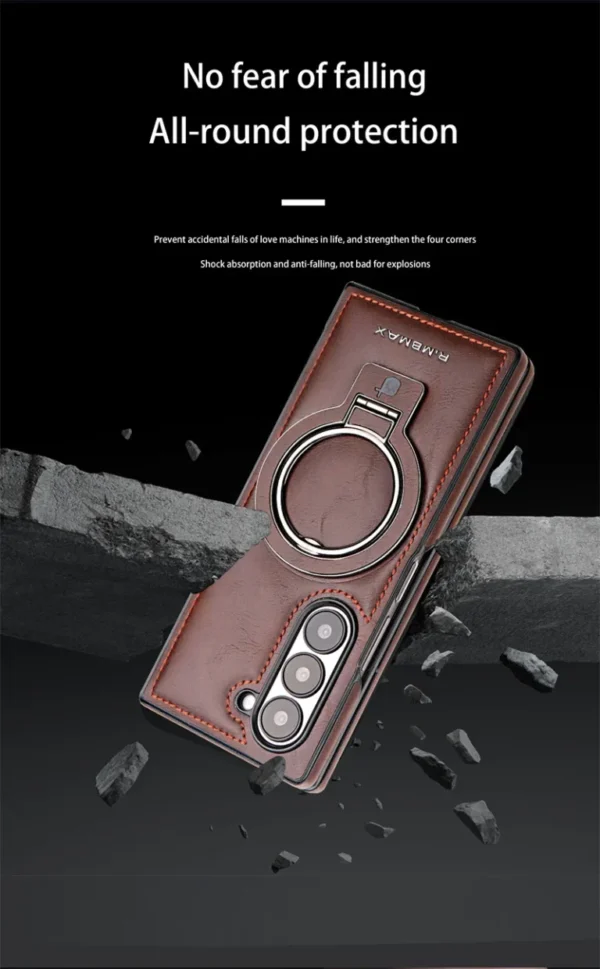Luxury Premium PU Leather Folding Invisible Holder Magsafe Phone Case Cover for Samsung Galaxy Z Fold 3/Z Fold 4/Z Fold 5/Z Fold 6 - Image 4