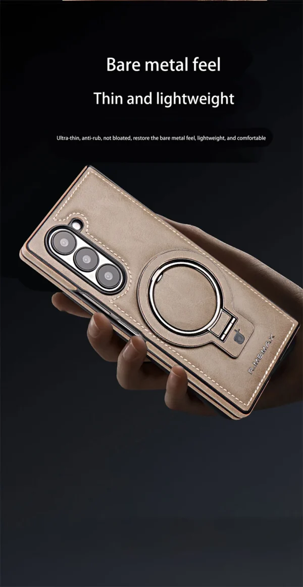 Luxury Premium PU Leather Folding Invisible Holder Magsafe Phone Case Cover for Samsung Galaxy Z Fold 3/Z Fold 4/Z Fold 5/Z Fold 6 - Image 2