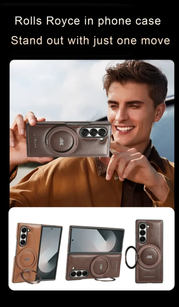 Luxury Premium PU Leather Folding Invisible Holder Magsafe Phone Case Cover for Samsung Galaxy Z Fold 3/Z Fold 4/Z Fold 5/Z Fold 6 - Image 9