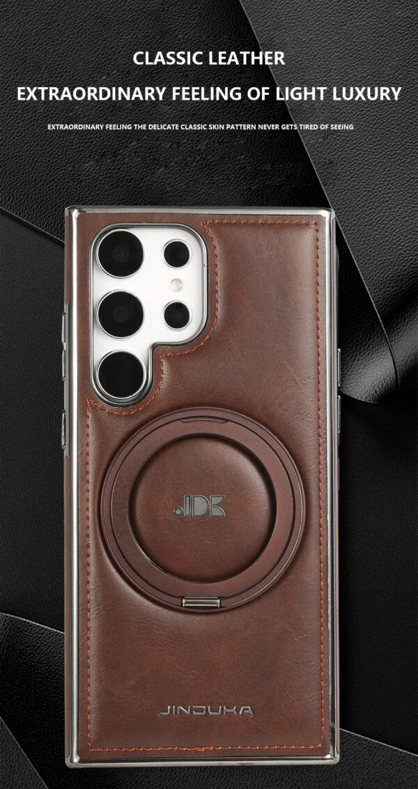 Luxury Premium Kickstand Magnetic Leather Phone Case For Samsung Galaxy S24 Ultra and S25 Ultra - Image 3