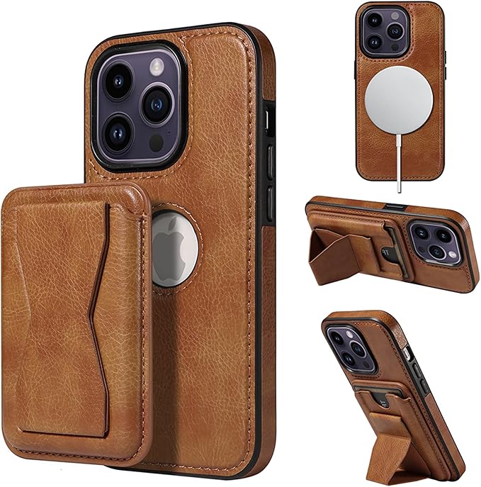iPhone 14/15/16 Pro Max Case Leather, 2 in 1 Detachable,Compatible with MagSafe,with Card Holder, PU Leather Kickstand Card Slots Case.