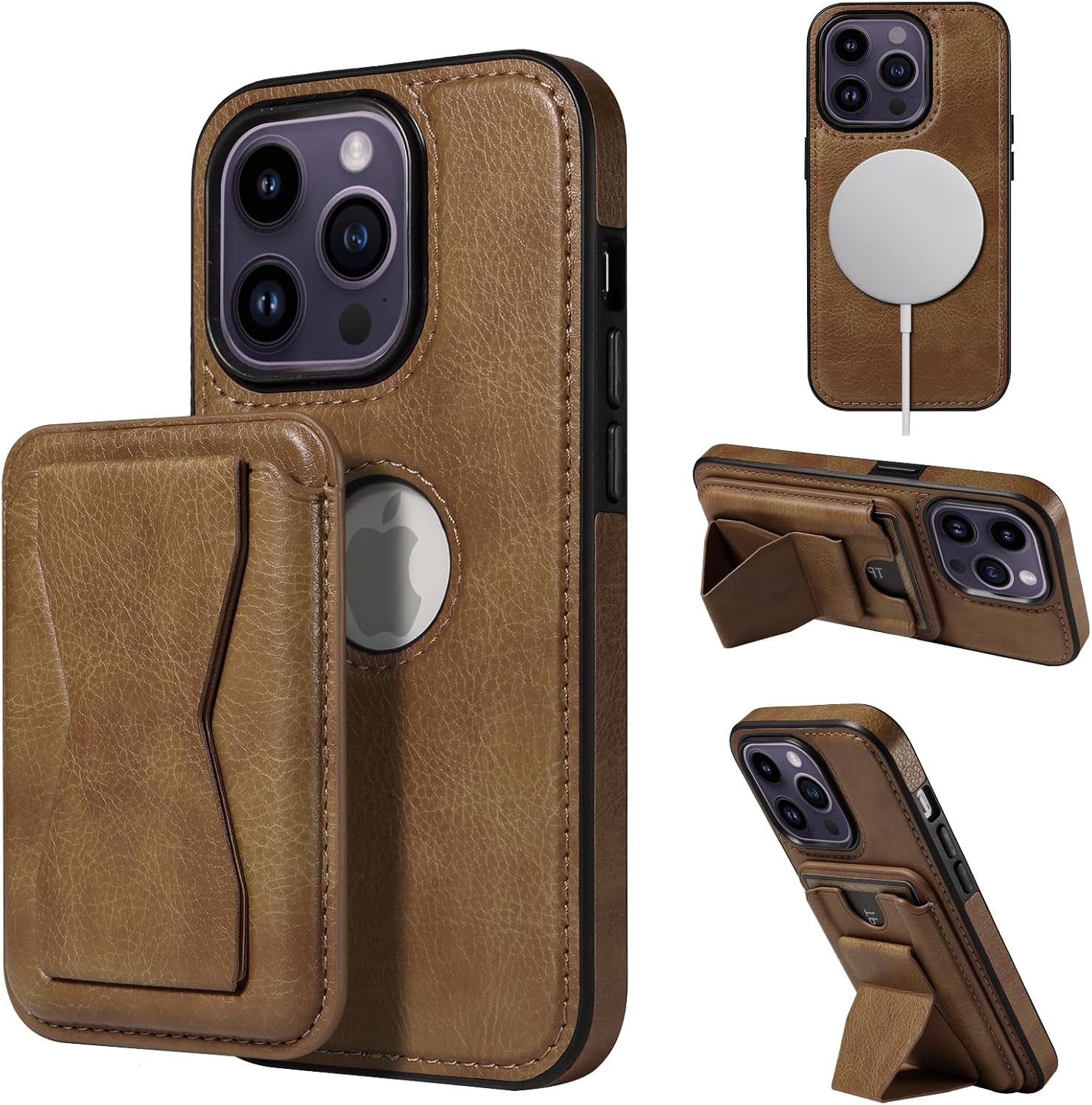iPhone 14/15/16 Pro Max Case Leather, 2 in 1 Detachable,Compatible with MagSafe,with Card Holder, PU Leather Kickstand Card Slots Case. - Image 23