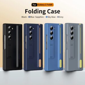 Luxury Premium Foldable Shockproof Armor Magnetic Case For Samsung Galaxy Z Fold3,4,5&6 With Hinge Protection 360 Degree Case with Built-in Screen, Stylus Pen and Magnetic Kickstand Function Protector
