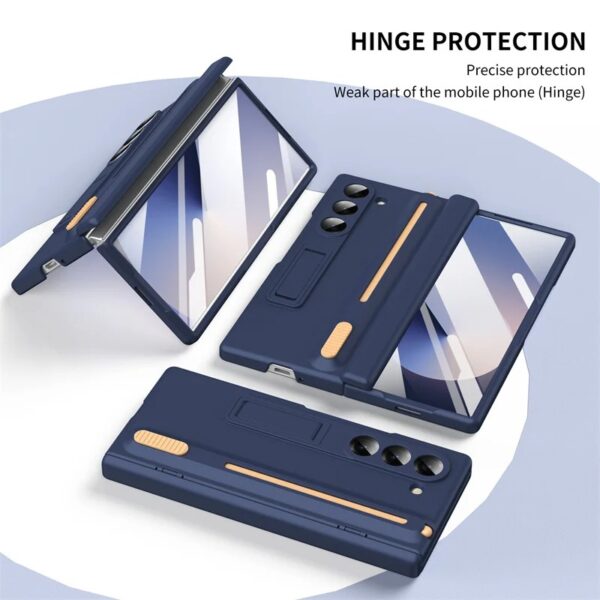 Luxury Premium Foldable Shockproof Armor Magnetic Case For Samsung Galaxy Z Fold3,4,5&6 With Hinge Protection 360 Degree Case with Built-in Screen, Stylus Pen and Magnetic Kickstand Function Protector - Image 4