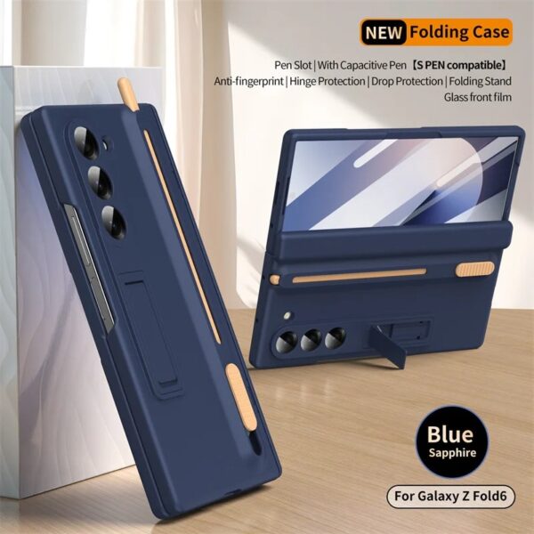 Luxury Premium Foldable Shockproof Armor Magnetic Case For Samsung Galaxy Z Fold3,4,5&6 With Hinge Protection 360 Degree Case with Built-in Screen, Stylus Pen and Magnetic Kickstand Function Protector - Image 17